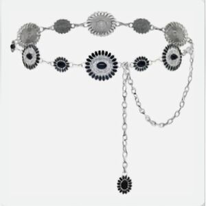 Western Concho Belt Silver and Black